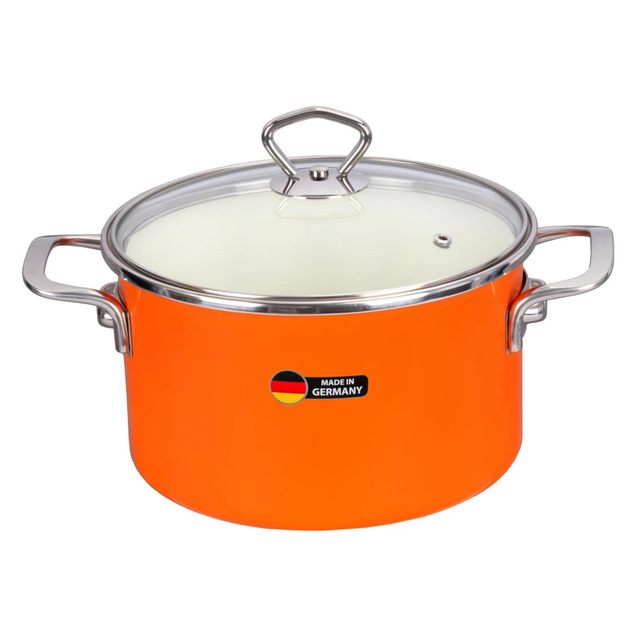Кастрюля с крышкой Maisingers 3,7 л, сталь эмалированная, оранжевая