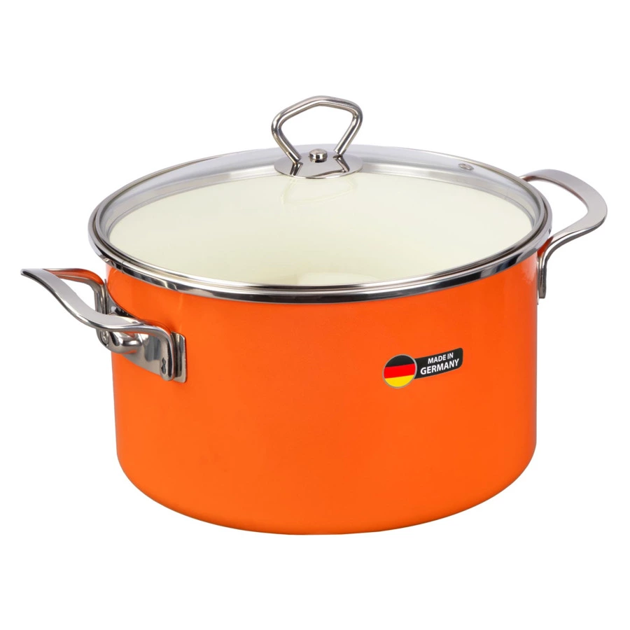 Кастрюля с крышкой Maisingers 6,1 л, сталь эмалированная, оранжевая