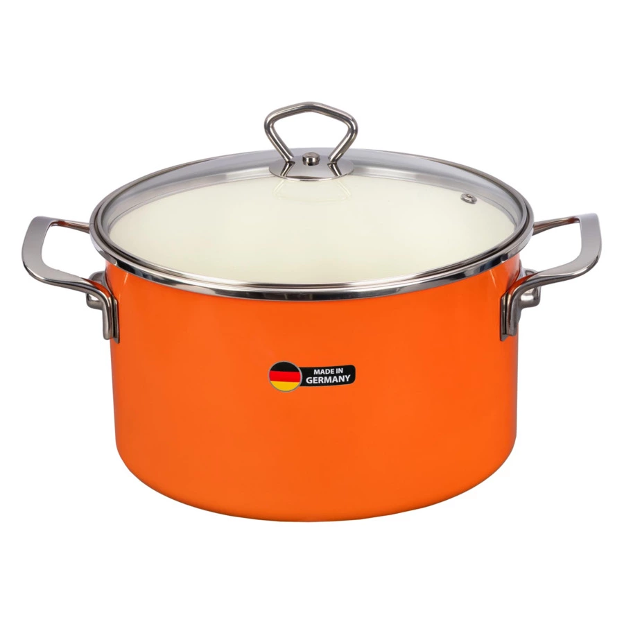 Кастрюля с крышкой Maisingers 6,1 л, сталь эмалированная, оранжевая