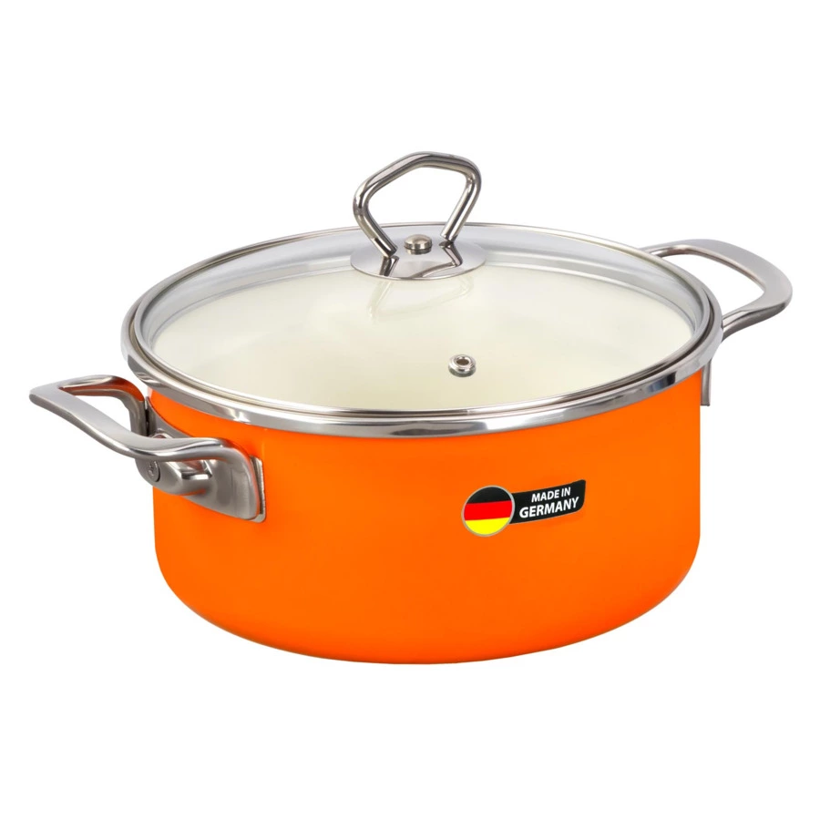 Кастрюля с крышкой Maisingers 2,8 л, сталь эмалированная, оранжевая