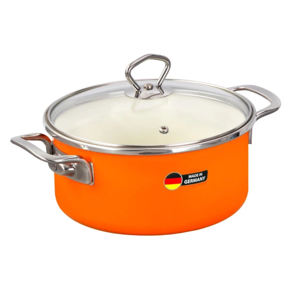 Кастрюля с крышкой Maisingers 2,8 л, сталь эмалированная, оранжевая