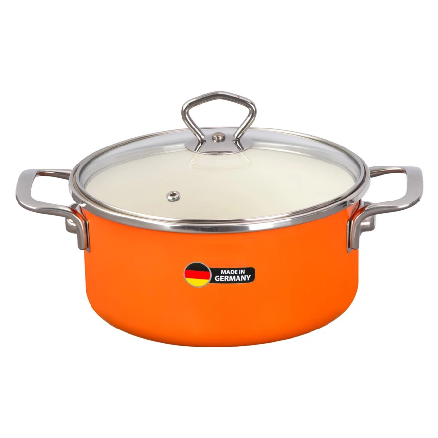 Кастрюля с крышкой Maisingers 2,8 л, сталь эмалированная, оранжевая