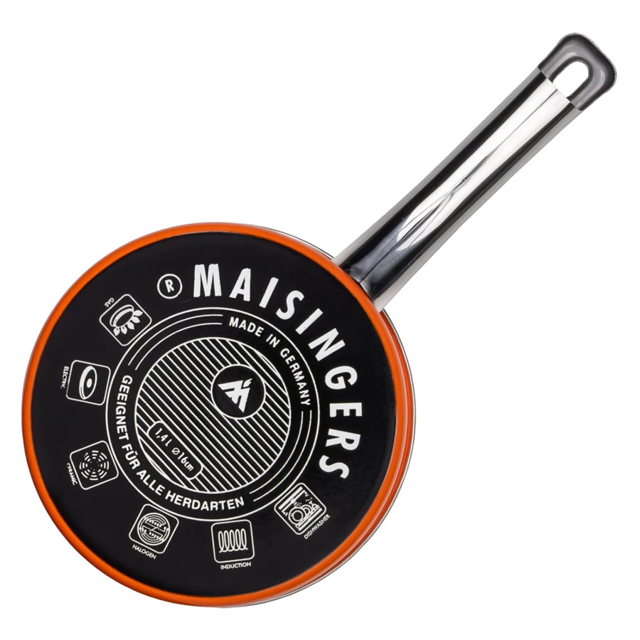 Ковш с крышкой Maisingers 1,4 л, сталь эмалированная, оранжевый