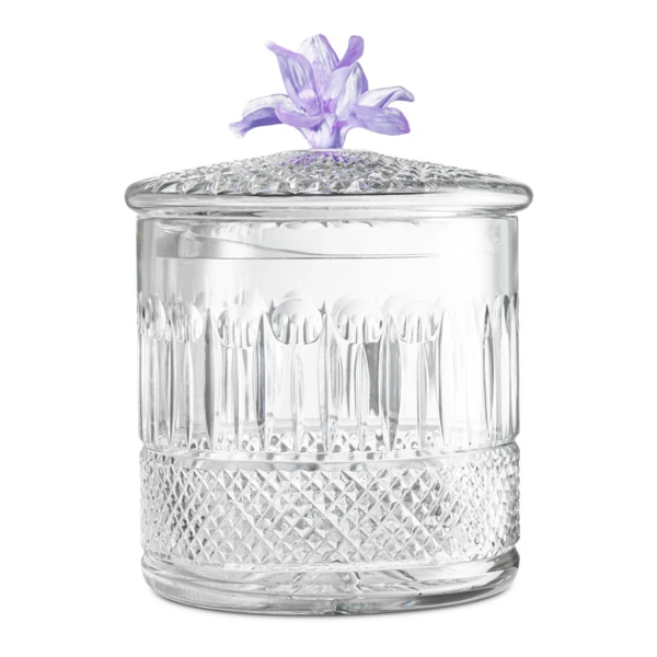 Конфетница с крышкой Decor de table Париж Магнолия 12,5х17 см, хрусталь, цветок фиолетовый