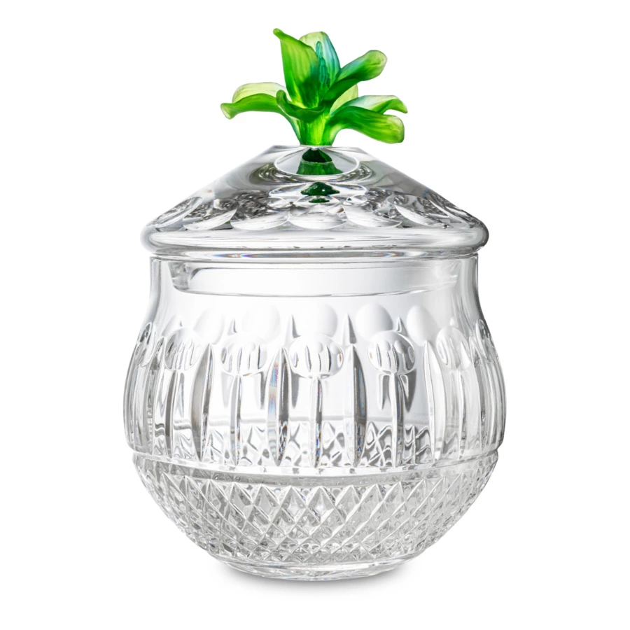 Банка для печенья Decor de table Париж Камелия 15х21,5 см, хрусталь, цветок зеленый