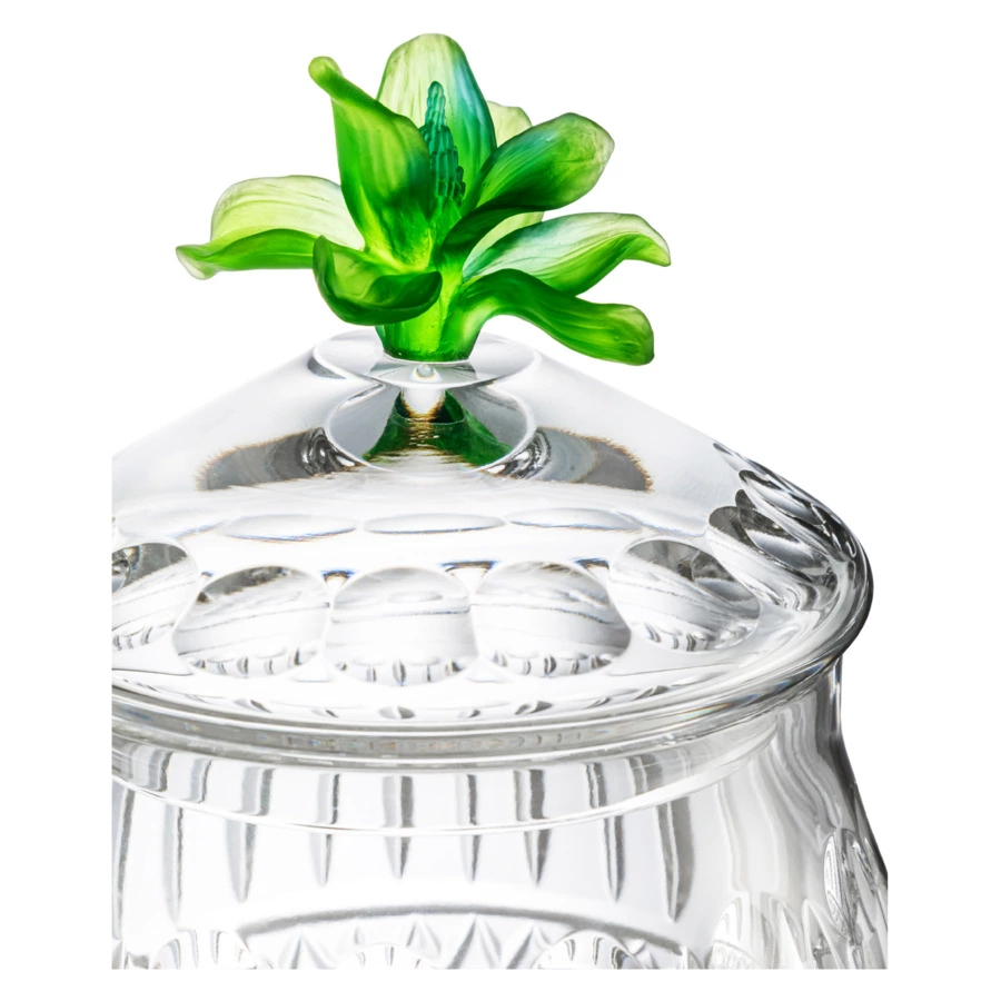 Банка для печенья Decor de table Париж Камелия 15х21,5 см, хрусталь, цветок зеленый