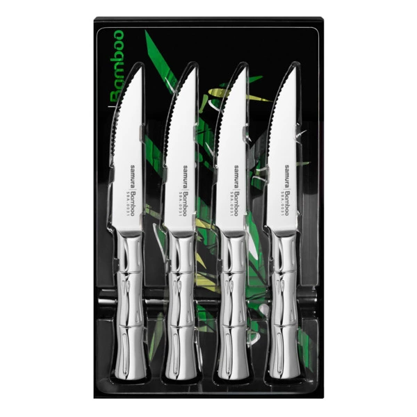 Набор ножей для стейка Samura Bamboo 11 см, 4 шт, сталь нержавеющая
