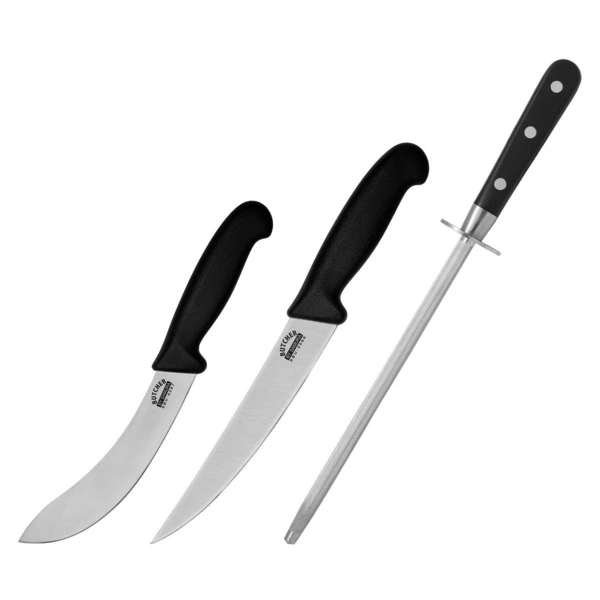 Набор из 2 кухонных ножей и мусата Samura Butcher, сталь нержавеющая