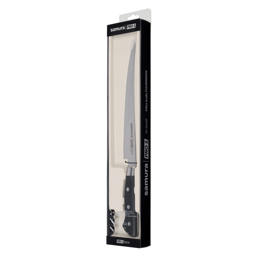 Нож кухонный филейный Samura Pro-S Fisherman 22,4 см, сталь нержавеющая