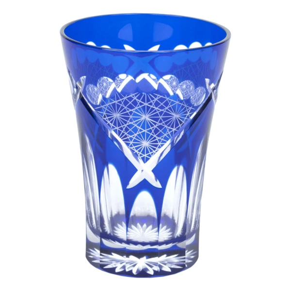 Стакан Tajima Glass Хризантема и веер 240 мл, стекло, лазурный, деревянная коробка