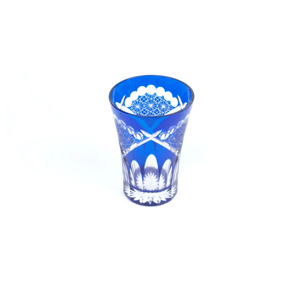 Стакан Tajima Glass Хризантема и веер 240 мл, стекло, лазурный, деревянная коробка