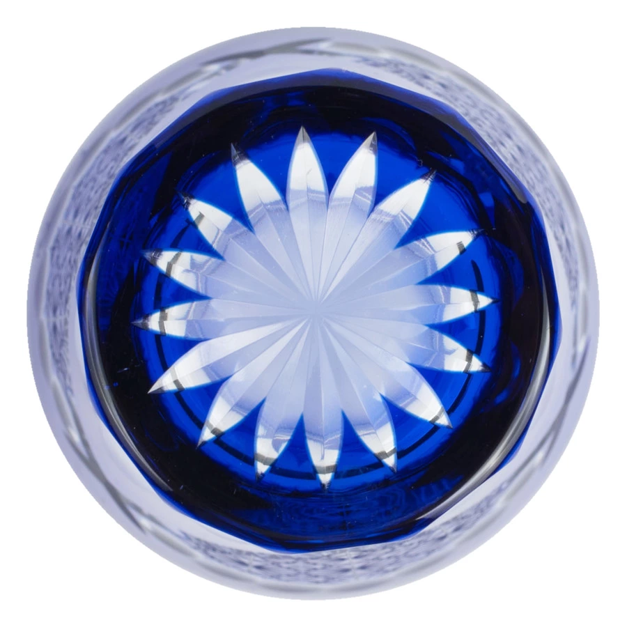 Стакан Tajima Glass Хризантема и веер 240 мл, стекло, лазурный, деревянная коробка