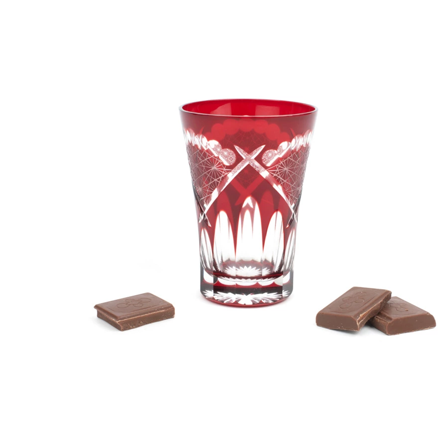 Стакан Tajima Glass Хризантема и веер 240 мл, стекло, медно-красный, деревянная коробка