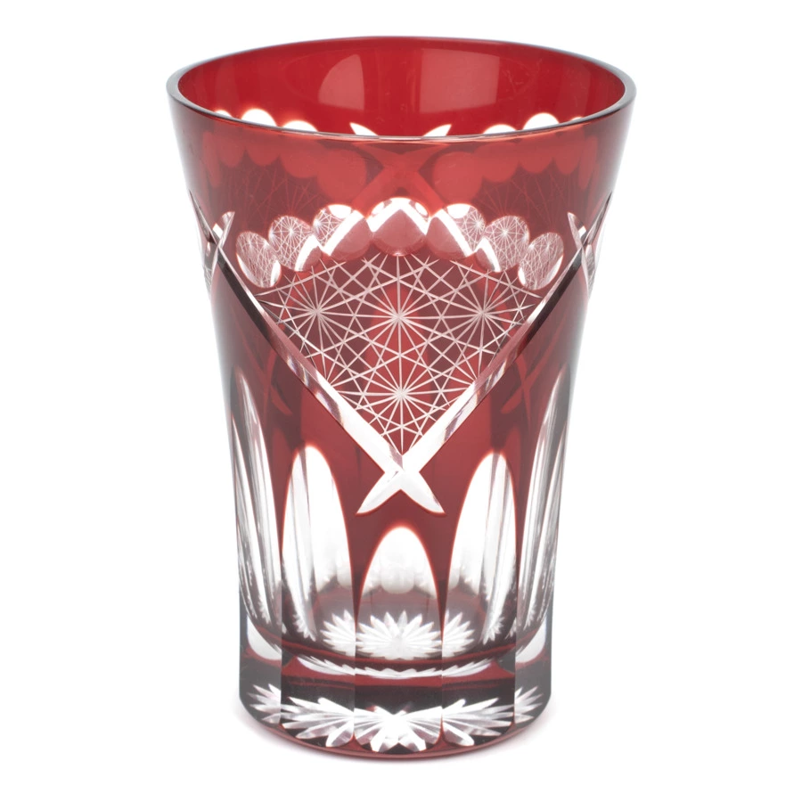 Стакан Tajima Glass Хризантема и веер 240 мл, стекло, медно-красный, деревянная коробка