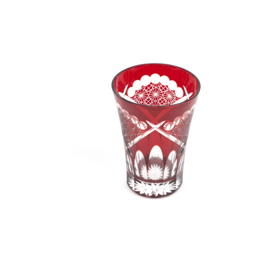 Стакан Tajima Glass Хризантема и веер 240 мл, стекло, медно-красный, деревянная коробка