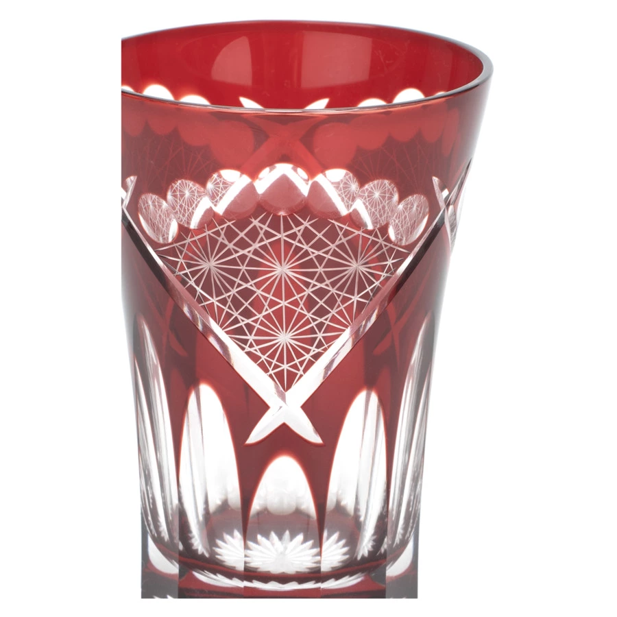 Стакан Tajima Glass Хризантема и веер 240 мл, стекло, медно-красный, деревянная коробка