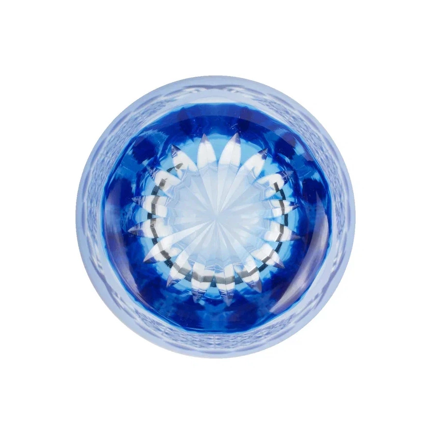 Стакан Tajima Glass Хризантема и веер 240 мл, стекло, голубой, деревянная коробка