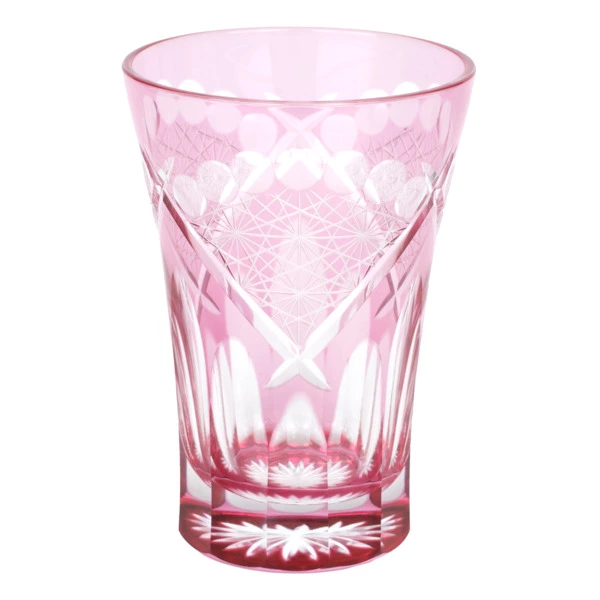 Стакан Tajima Glass Хризантема и веер 240 мл, стекло, золотисто-красный, деревянная коробка