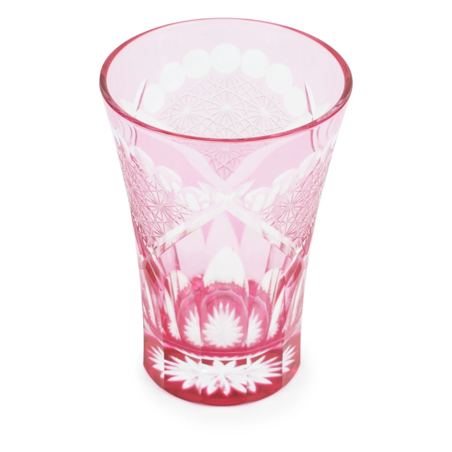 Стакан Tajima Glass Хризантема и веер 240 мл, стекло, золотисто-красный, деревянная коробка