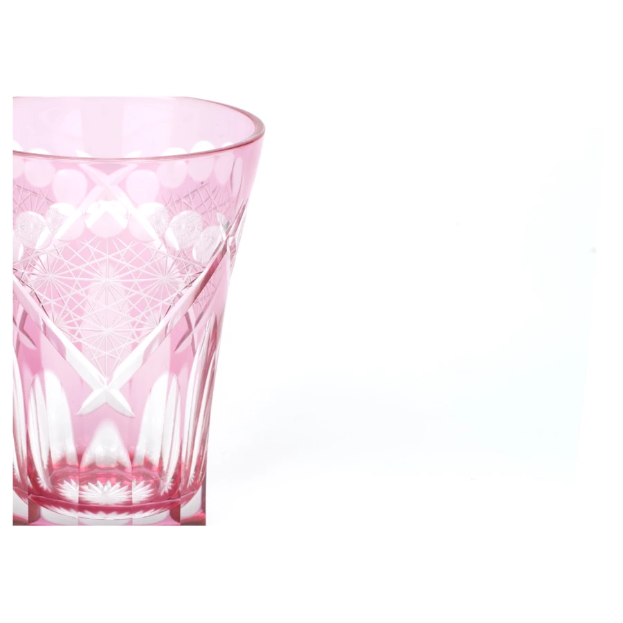 Стакан Tajima Glass Хризантема и веер 240 мл, стекло, золотисто-красный, деревянная коробка