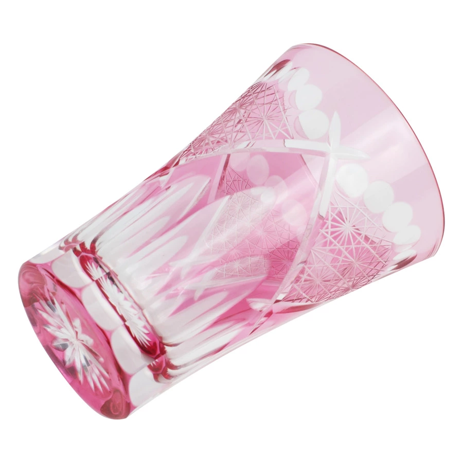 Стакан Tajima Glass Хризантема и веер 240 мл, стекло, золотисто-красный, деревянная коробка