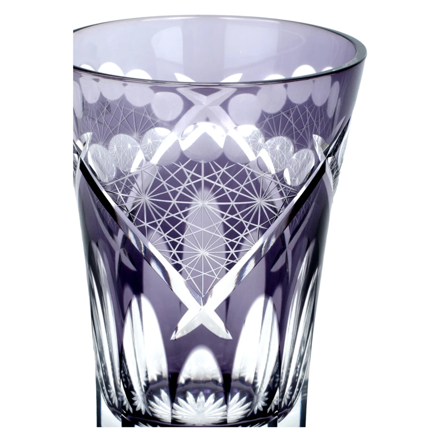 Стакан Tajima Glass Хризантема и веер 240 мл, стекло, фиолетовый, деревянная коробка