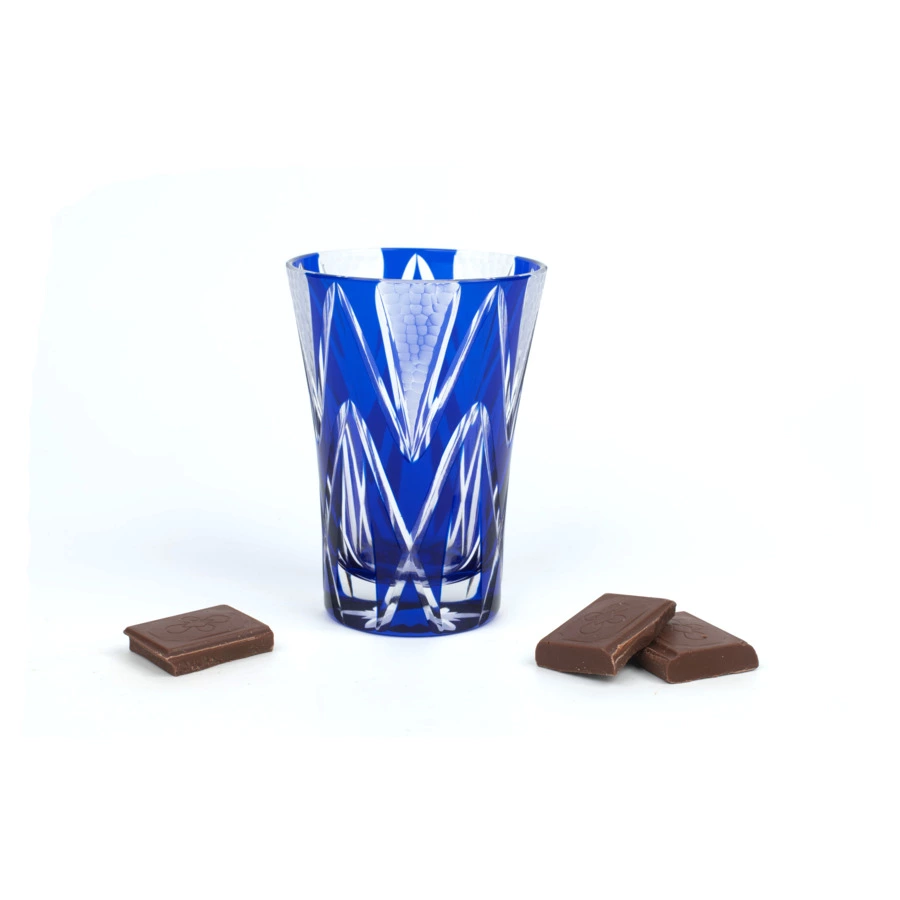 Стакан Tajima Glass Звездные грани 240 мл, стекло, лазурный, деревянная коробка