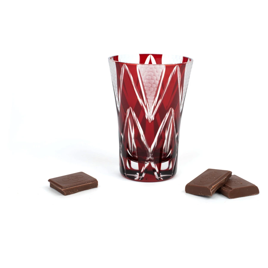 Стакан Tajima Glass Звездные грани 240 мл, стекло, медно-красный, деревянная коробка