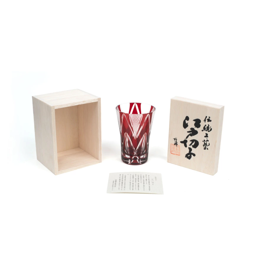 Стакан Tajima Glass Звездные грани 240 мл, стекло, медно-красный, деревянная коробка