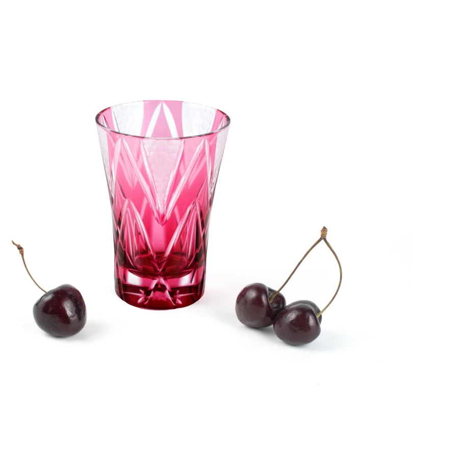 Стакан Tajima Glass Звездные грани 240 мл, стекло, золотисто-красный, деревянная коробка