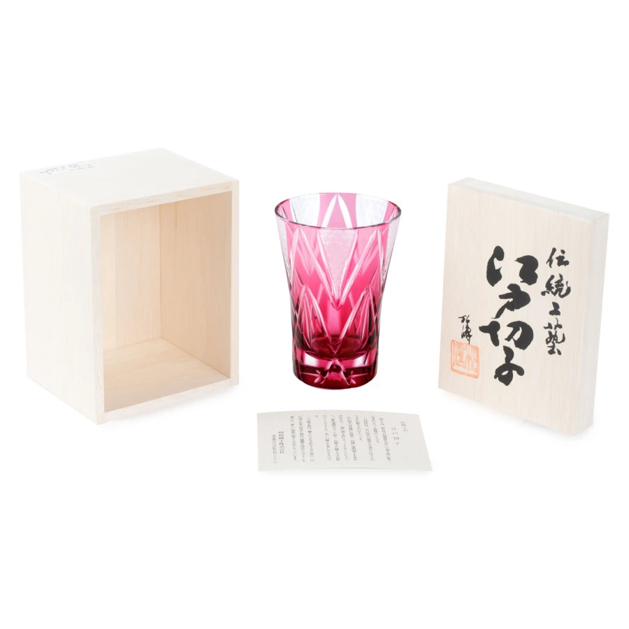 Стакан Tajima Glass Звездные грани 240 мл, стекло, золотисто-красный, деревянная коробка