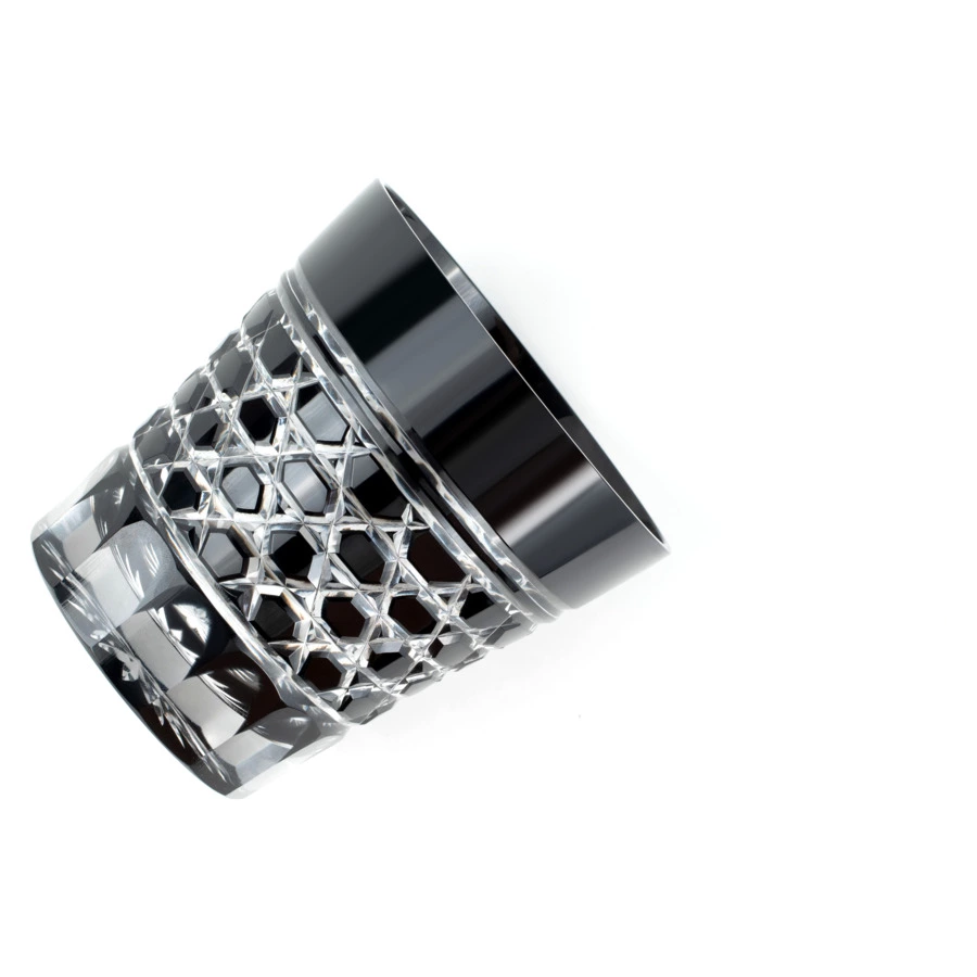 Стакан с шестиугольным плетением Tajima Glass 340 мл,стекло, черный, деревянная коробка