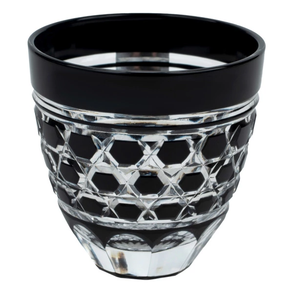 Рюмка с шестиугольным плетением Tajima Glass 75 мл, стекло, черная, деревянная коробка
