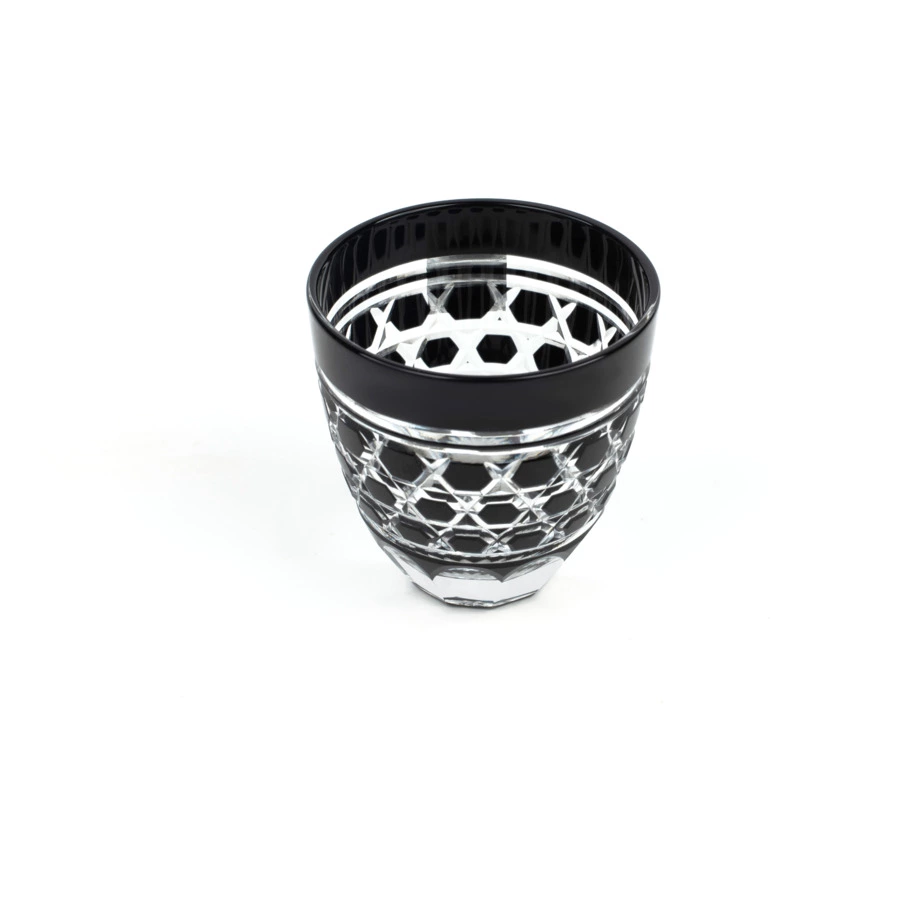 Рюмка с шестиугольным плетением Tajima Glass 75 мл, стекло, черная, деревянная коробка