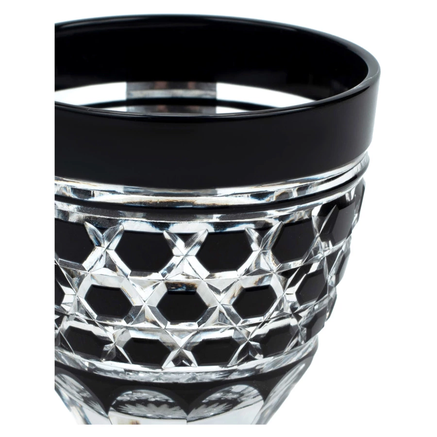 Рюмка с шестиугольным плетением Tajima Glass 75 мл, стекло, черная, деревянная коробка