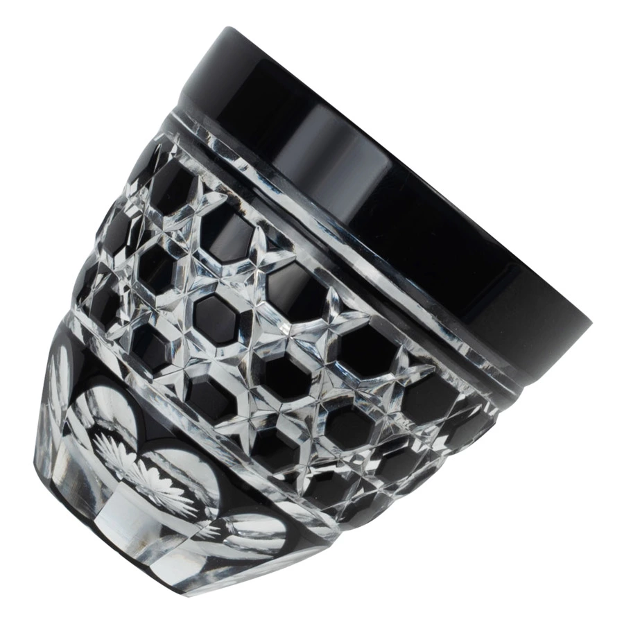 Рюмка с шестиугольным плетением Tajima Glass 75 мл, стекло, черная, деревянная коробка