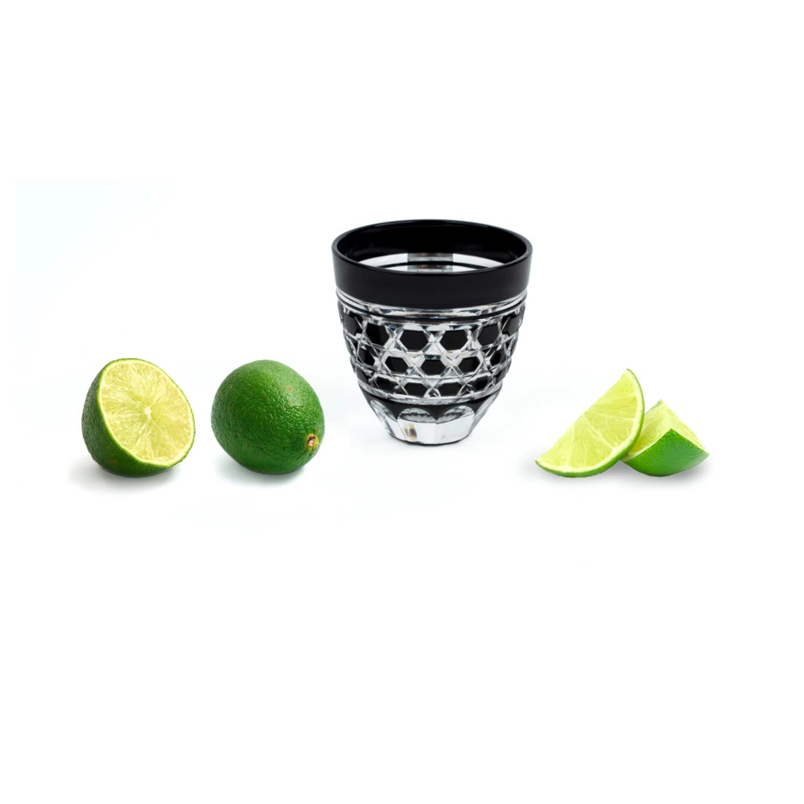 Рюмка с шестиугольным плетением Tajima Glass 75 мл, стекло, черная, деревянная коробка