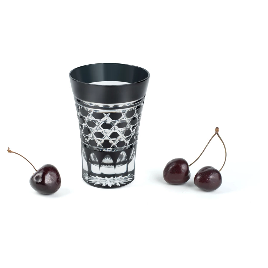 Стакан с шестиугольным плетением Tajima Glass 220 мл, стекло, черный, деревянная коробка