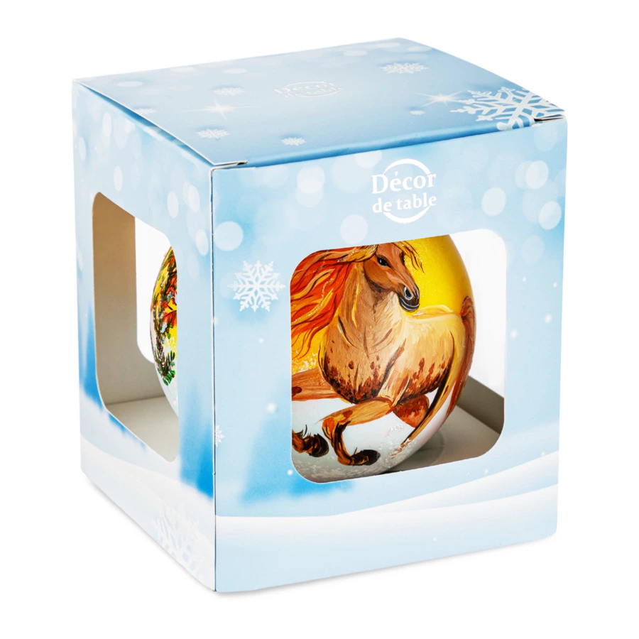 Игрушка елочная Decor de Table Шар Солнечная лошадка 10 см, стекло, п/к