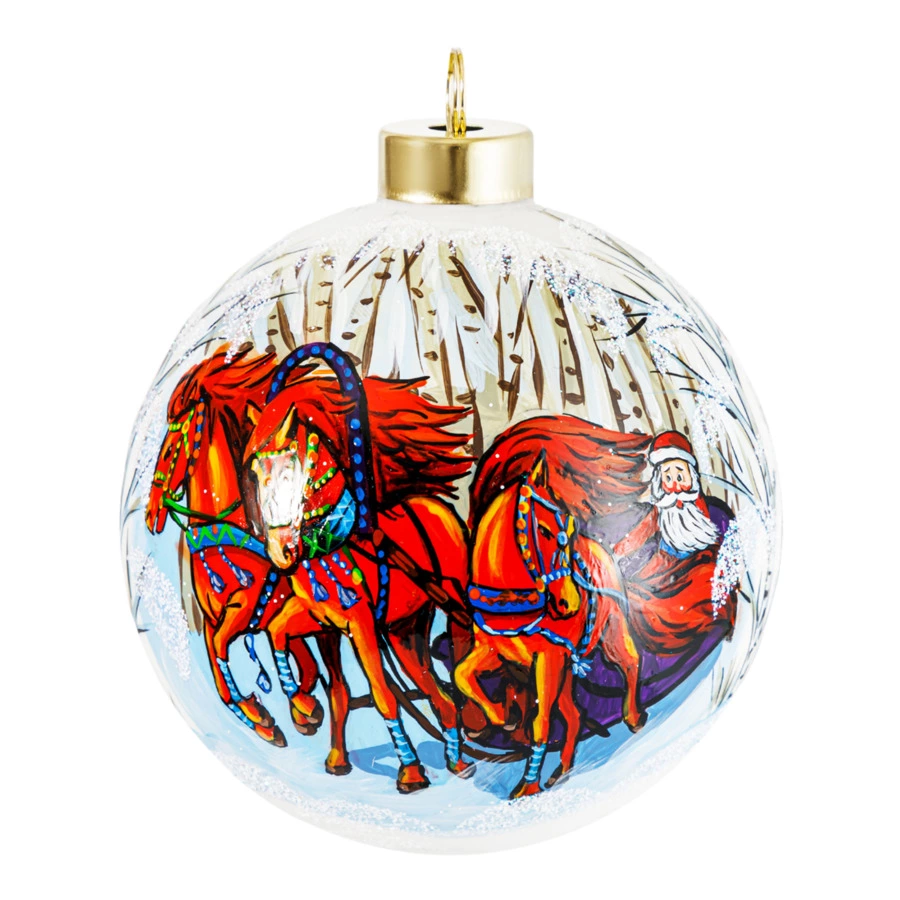 Игрушка елочная Decor de Table Шар Новогодняя тройка 10 см, стекло, п/к