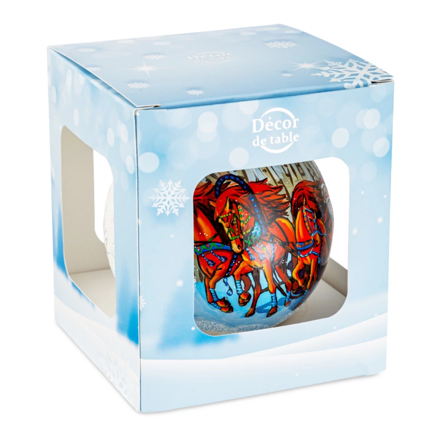 Игрушка елочная Decor de Table Шар Новогодняя тройка 10 см, стекло, п/к