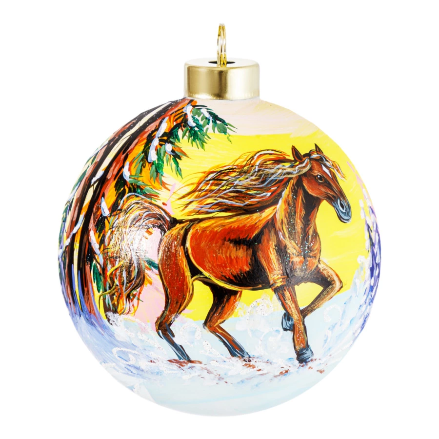 Игрушка елочная Decor de Table Шар Конь быстрый 10 см, стекло, п/к
