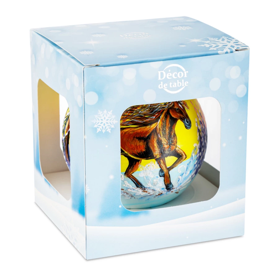 Игрушка елочная Decor de Table Шар Конь быстрый 10 см, стекло, п/к