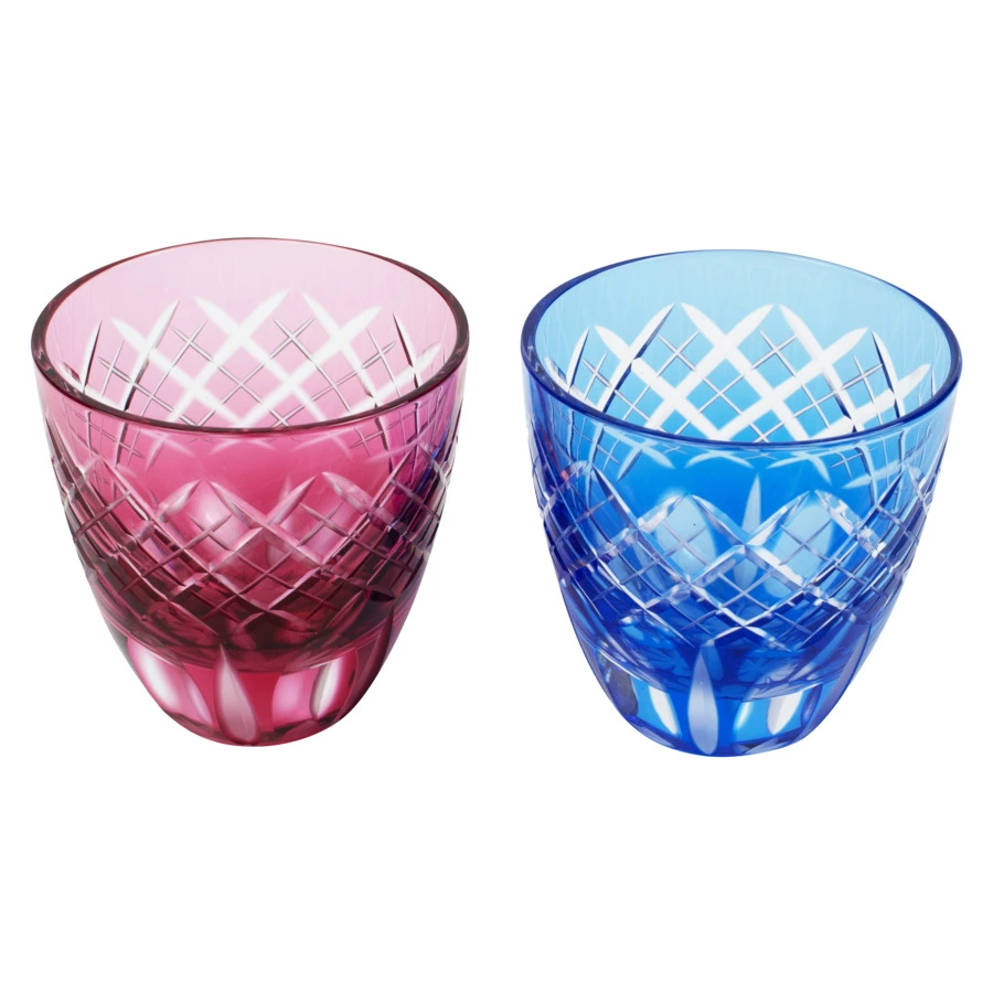 Набор рюмок с узором Tajima Glass Ярай 75 мл, 2 шт, стекло, в деревянной коробке