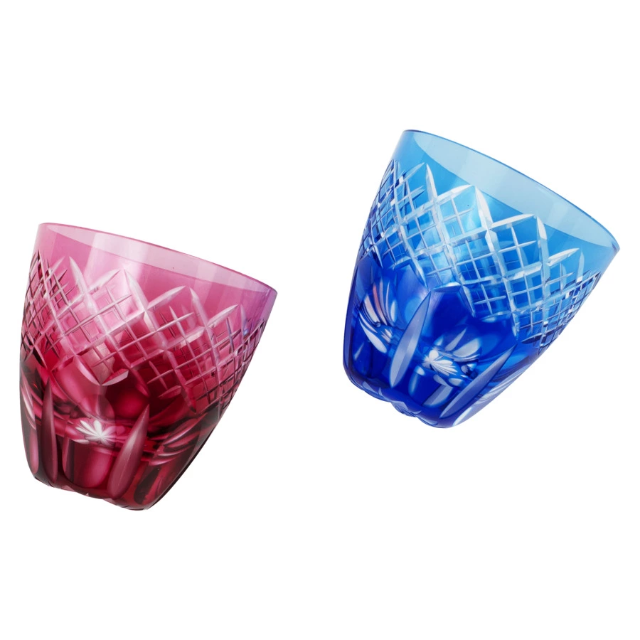 Набор рюмок с узором Tajima Glass Ярай 75 мл, 2 шт, стекло, в деревянной коробке