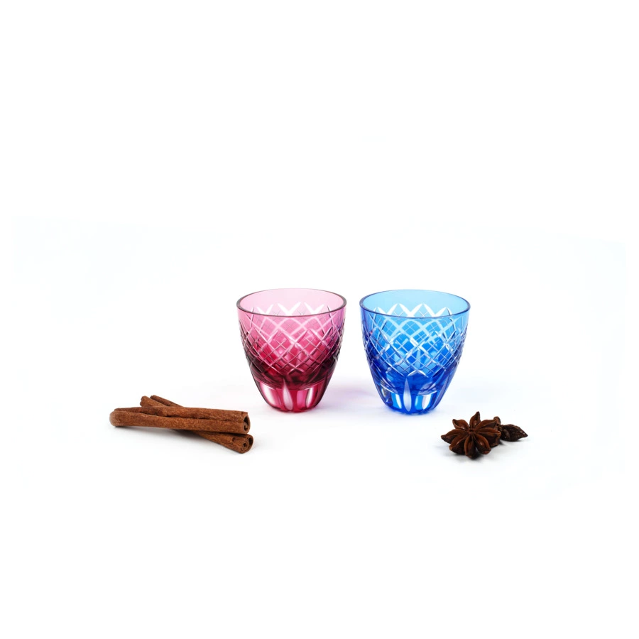 Набор рюмок с узором Tajima Glass Ярай 75 мл, 2 шт, стекло, в деревянной коробке