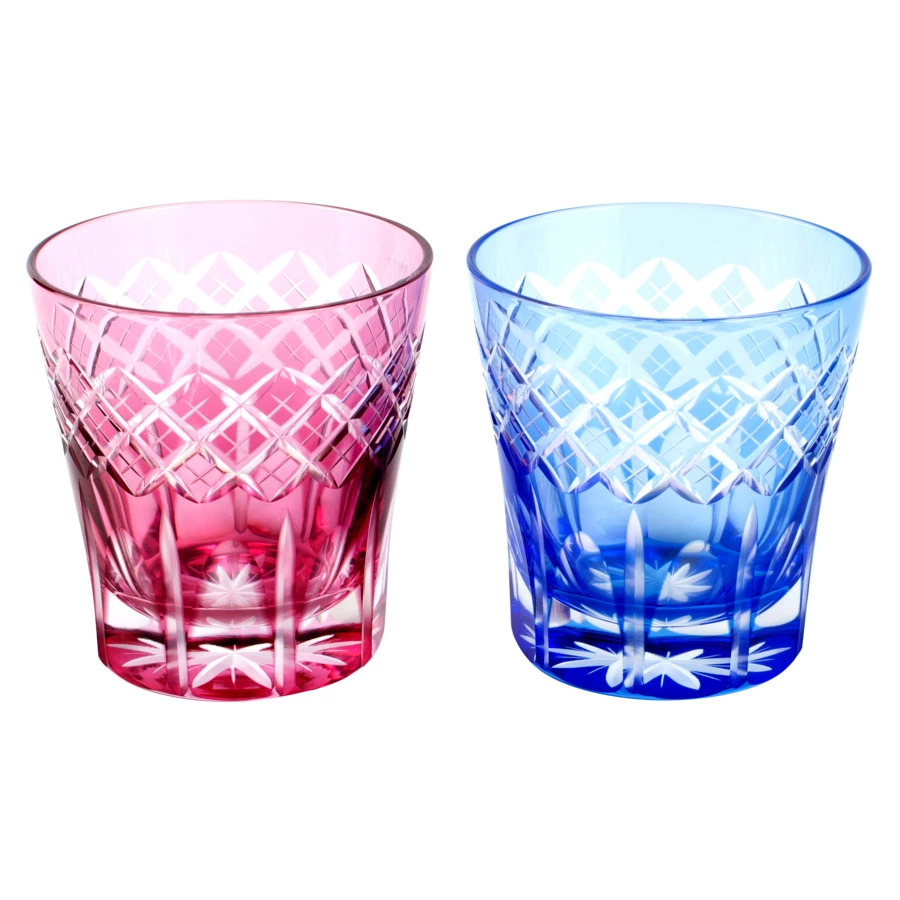 Набор стаканов с узором Ярай Tajima Glass 340 мл, 2 шт, стекло, в деревянной коробке