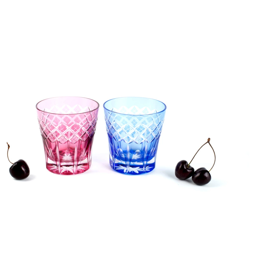 Набор стаканов с узором Ярай Tajima Glass 340 мл, 2 шт, стекло, в деревянной коробке