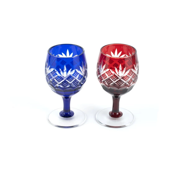 Набор рюмок с узором Ярай Касури Tajima Glass 90 мл, 2 шт, стекло, в деревянной коробке