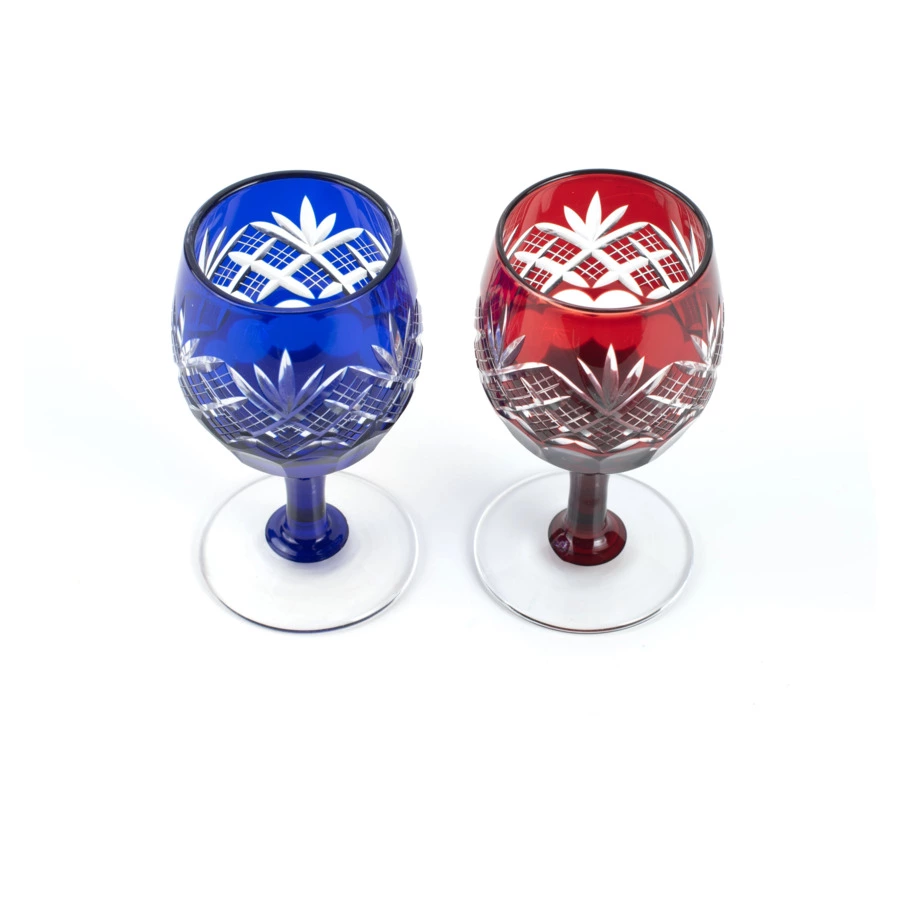 Набор рюмок с узором Ярай Касури Tajima Glass 90 мл, 2 шт, стекло, в деревянной коробке